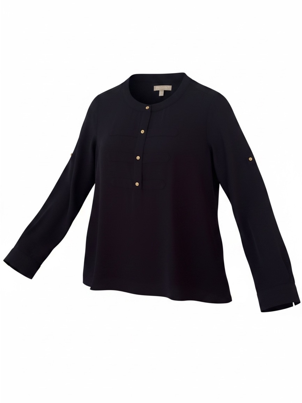 Banana Republic Dark Navy Long-Sleeve Button-Placket Blouse